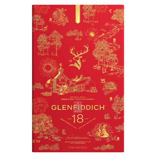 Glenfiddich 18 Year Old Festive Gift Pack Single Malt Scotch Whisky 700ml