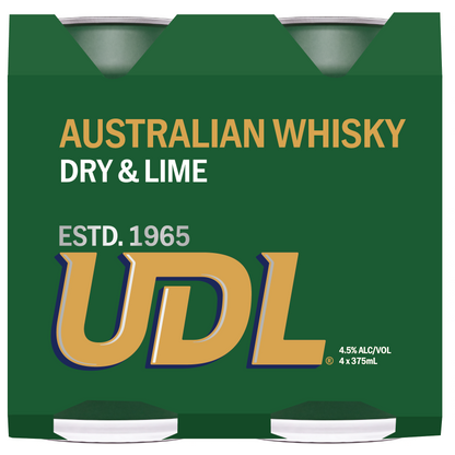 UDL Australian Whisky Dry & Lime Cans 375ml