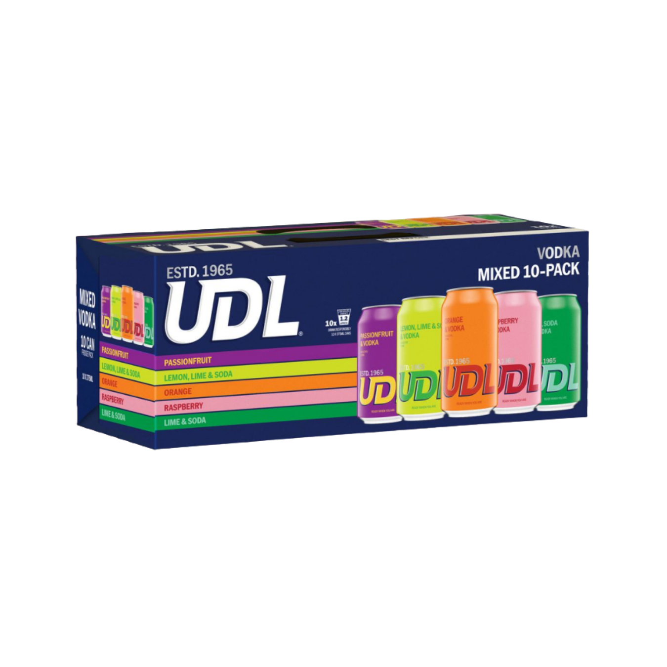 UDL Mixed Pack 10 Pack Vodka Cans 375ml