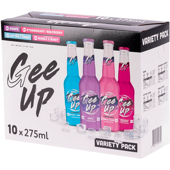 Gee Up Vodka Mixed 10 Pack Bottles 275ml