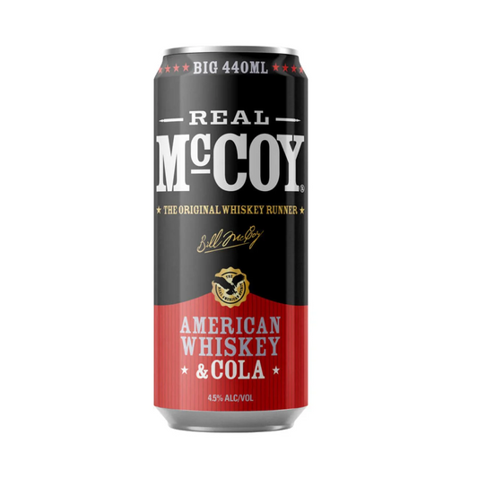 Real McCoy American Whiskey and Cola Cans 440ml