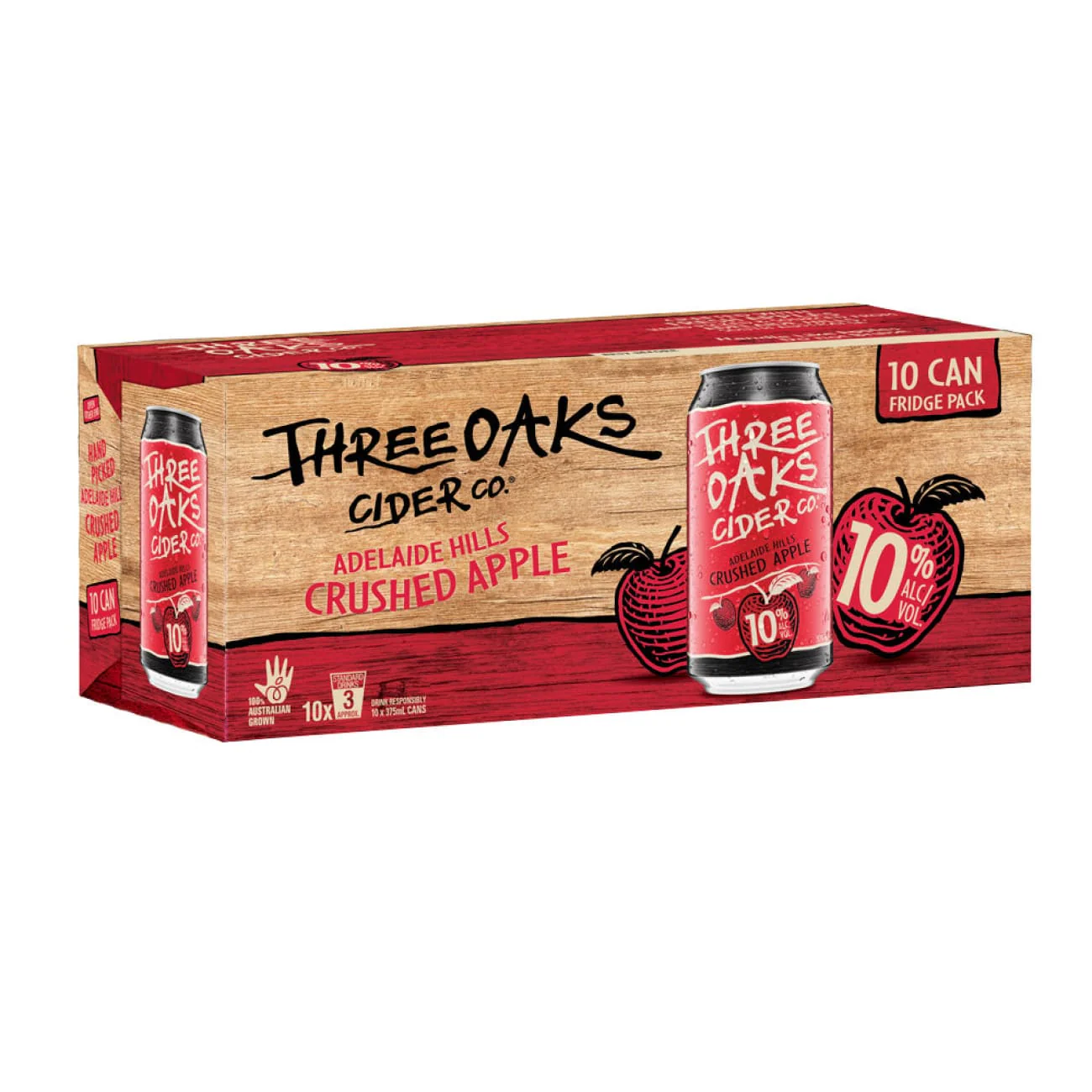 Three Oaks Crushed Apple Cider 10% 10 Pack Cans 375ml