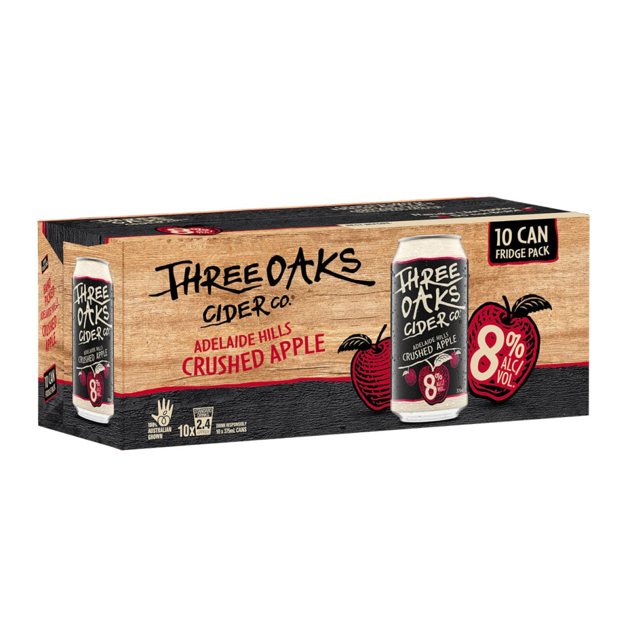 Three Oaks Crushed Apple Cider 8% 10 Pack Cans 375ml
