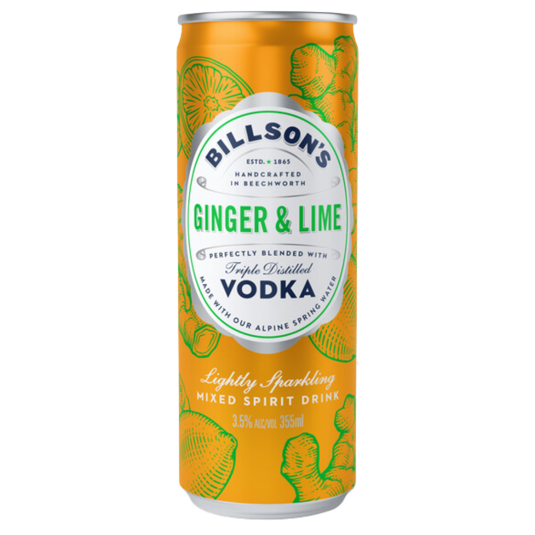 Billson's Vodka Ginger & Lime 355ml