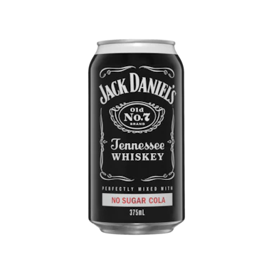 Jack Daniel's Tennessee Whiskey & No Sugar Cola Cans 375ml