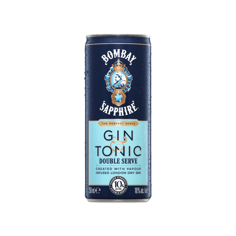 Bombay Sapphire Gin & Tonic Double Serve 10% Cans 250ml