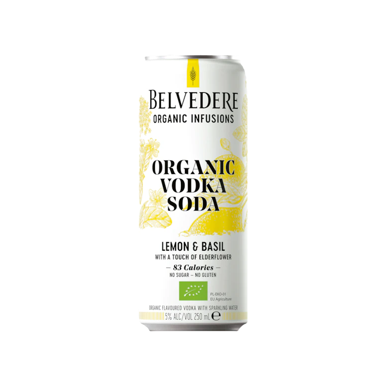 Belvedere Organic Vodka Soda Lemon & Basil 250ml