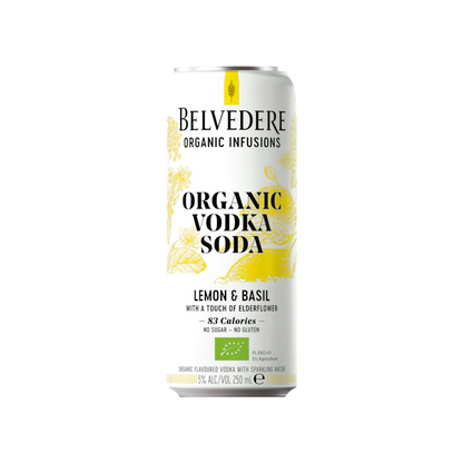 Belvedere Organic Vodka Soda Lemon & Basil 250ml