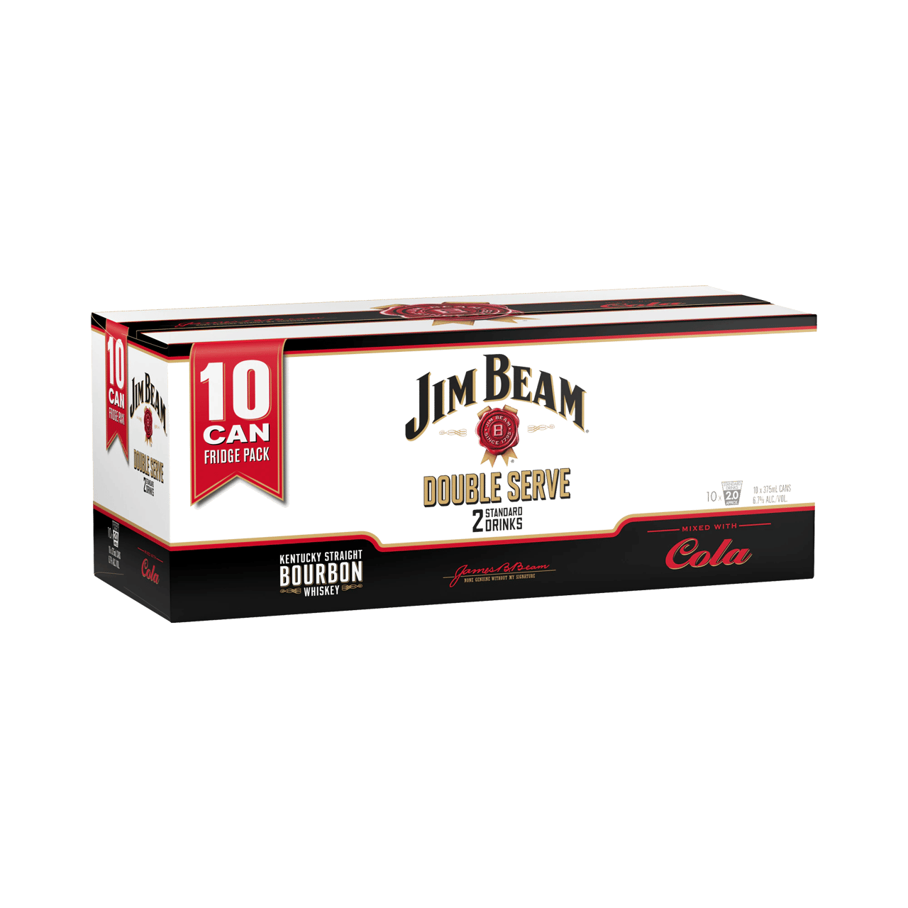 Jim Beam Bourbon & Cola Double Serve 10 Pack Cans 375ml
