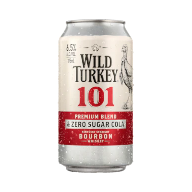Wild Turkey 101 Kentucky Straight Bourbon Whiskey & Zero Sugar Cola Cans 375ml