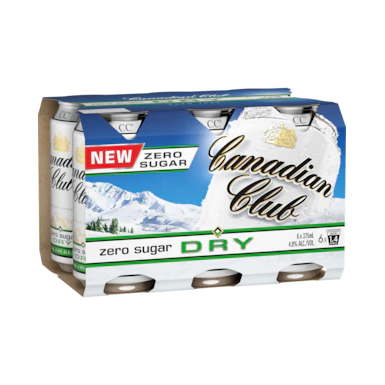 Canadian Club & Zero Sugar Dry Cans 375ml