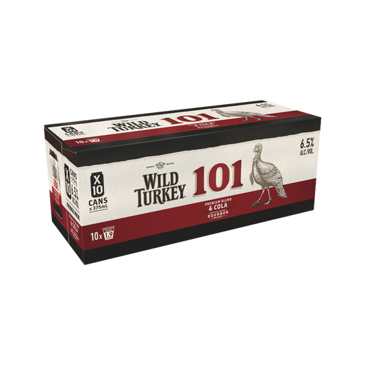 Wild Turkey 101 Kentucky Straight Bourbon Whiskey & Cola 10 Pack Cans 375ml