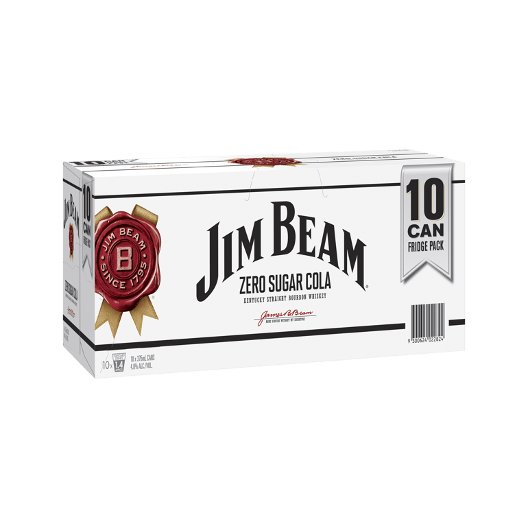 Jim Beam Bourbon & Zero Sugar 10 Pack Cans 375ml