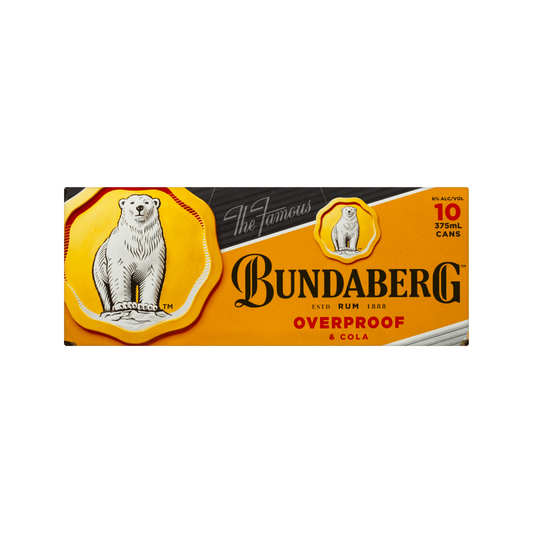Bundaberg Rum Overproof & Cola 10 Pack Cans 375ml