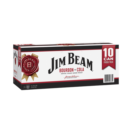 Jim Beam Bourbon & Cola 10 Pack Cans 375ml
