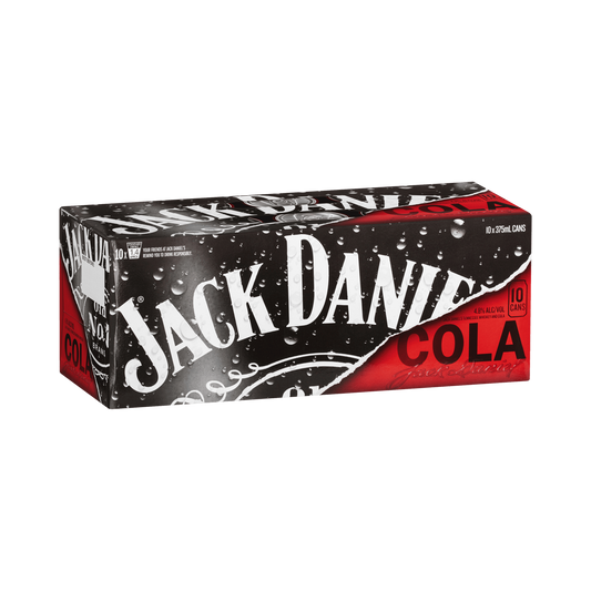 Jack Daniel's Tennessee Whiskey & Cola 10 Pack Cans 375ml