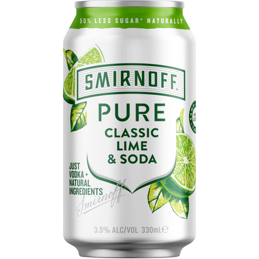 Smirnoff Pure Classic Lime & Soda 10 Pack Cans 330ml