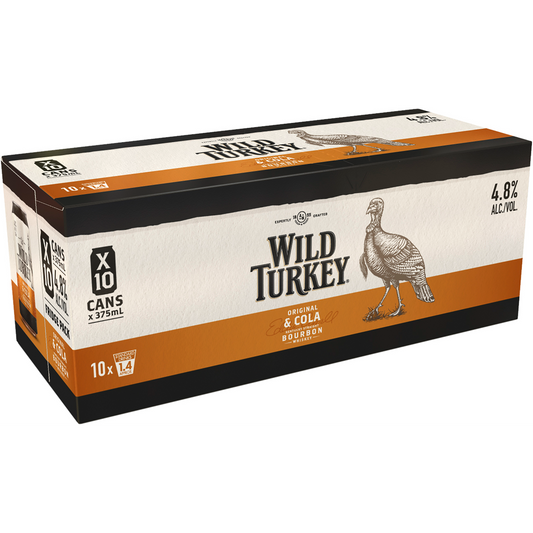 Wild Turkey Kentucky Straight Bourbon Whiskey & Cola 10 Pack Cans 375ml