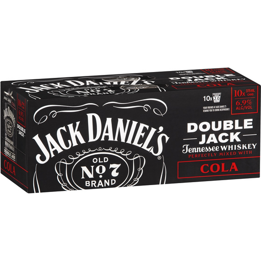 Jack Daniel's Tennessee Whiskey Double Jack & Cola 10 Pack Cans 375ml