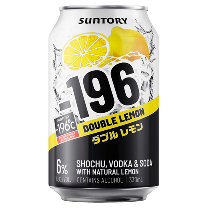 Suntory -196 Double Lemon Shochu, Vodka & Soda Cans 330ml