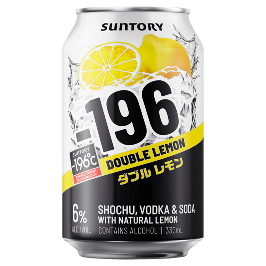 Suntory -196 Double Lemon Shochu, Vodka & Soda Cans 330ml