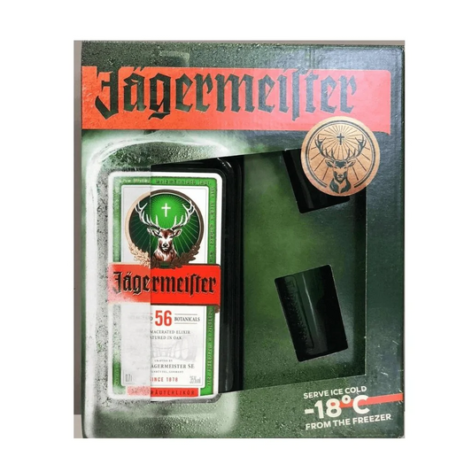 Jagermeister Herbal Liqueur & 2 Shot Glasses Gift Pack 700ml