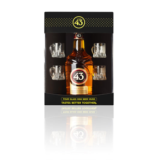 Licor 43 Liqueur Four Glass Mini Beer Mugs Gift Pack 700ml